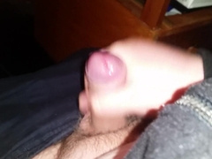 Obese boy milking and jizzing on camera. Close up.