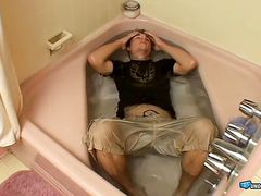 Hottie Twink Enjoys Stroking His Cock In The Bathtub