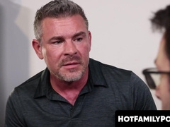 HotFamilyPorn.com - Nerdy twink receives big cock from tattooed jock stepdad