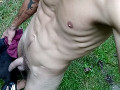 Naked walk in the woods