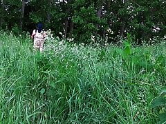 naked walk ,with backpack on