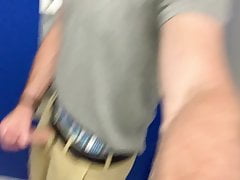 I jerk off my raging circumcised cock and cum on my sink.