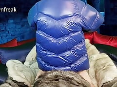 Hump and Cum Fox Fur Blanket With Down Jacket