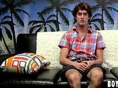 Thought provoking twunk has an interview and strokes