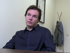 Homely and slightly chubby guy enjoys first gay anal