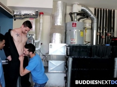 BuddiesNextDoor.com - Three studs unleash massive loads of cum all over Silas's eager body