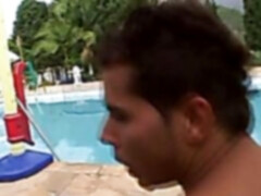 Hot gay studs eating dick and banging by the pool