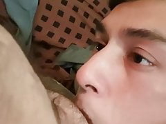 Sucking a chubby cock