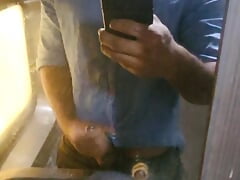 Desi guy jerking off in public train