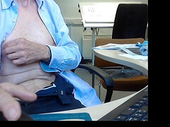 Stripping and wanking at work