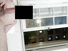 Risky masturbation flashing at open window front neighborhood 2