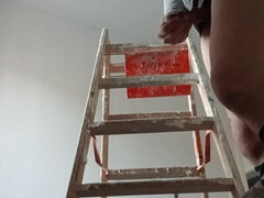 Painter uses his brush