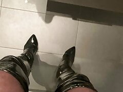 Cum on clear high heel mules