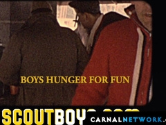 Greg Kckeon presses his penis into Landon's peachy butt cheek and slides it inside hi