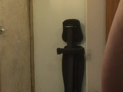 Muscle Parent bodybuilder works out nude shrugs, leaks precum, ripples and blows a load