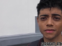 Straight Latino paid to ride big cock bareback and eat jizz