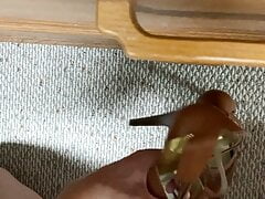 Cumming on a pair of heels