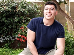 Good-looking newcomer Kendrick Driver gives an interview