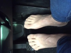 Driving my car - with naked nylonfeet