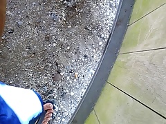 Jacking off outdoor near the road