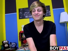 Twink Jason enjoying wanking his cock and playing with dildo