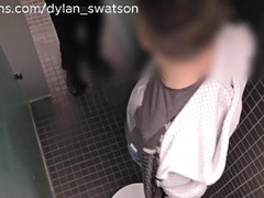 Nearly caught... 2 gay-for-pay dudes fellating each other in the bar rest room