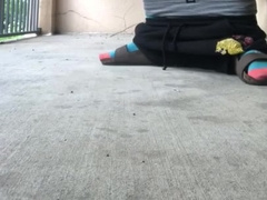 Stroking off on the Balcony