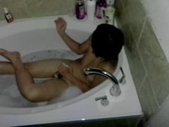 General Sunbeam enjoys some solo costume play and sexy time in a dimly lit bath