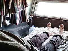 A quick jack n cum in the truck bed