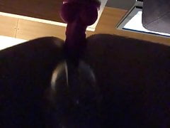 Wearing chastity cage on my clit, riding dildo