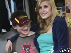 Watch this hot babe Culo get her tight ass drilled while she gulps down his hot load