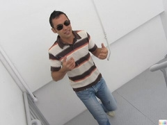 Emilio Sands receives a facial from a total stranger in public