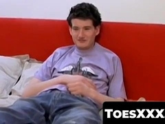 ToesXXX.com - Ginormous penis lad Nate's sole expose and powerful man-meat wank