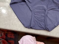 Cum on Sydneys gray panties