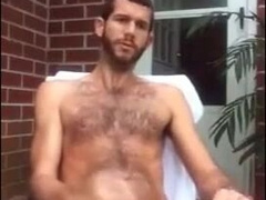 Str8 men jerk off in front yard