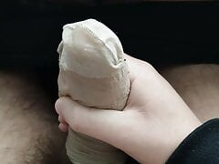 Cum in stepmom's smelly nylon sock