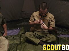 2 hairless twinks fucked in tent by sleazy scoutmasters