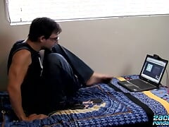Kinky Zack Randall sucks his own cock and uses anal toy