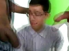 Gay big black cock double blowjob