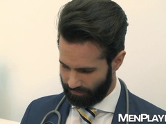 Bearded Dani Robles groans as big dicked Jean Franko plows him raw