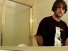 Kinky jock takes his pants off and fucks a fleshlight