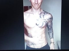 Tattooed muscle boy swings his massive hung huge cock