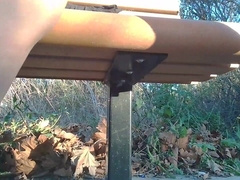 Crazy muscle man works out bare at a park nautilas. Nearly caught by mutt walker at the end.