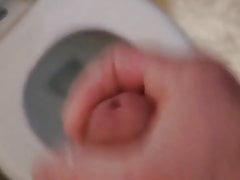 Jerking off in bathroom stall
