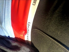 No Arms nutting in crimson undergarments and yoga trousers