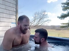 Hot tub kind of day on the farm with Dad.