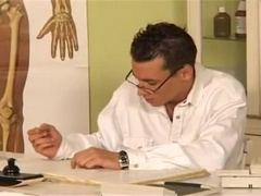 Prison doctor examines inmate