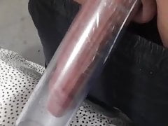 Pumping my big horny cock with cock ring on