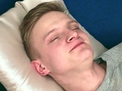 Light-haired teen Jacob O strokes his big cock like a pro