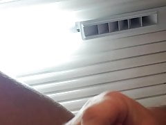 JO and cum in tanning bed.